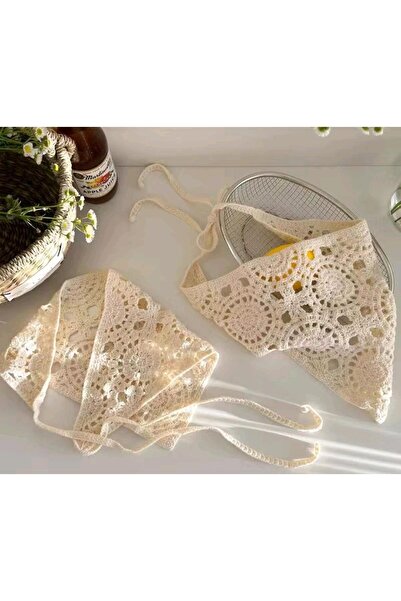 REBORN DESIGN Bohemian Knitted Motif Figured Cotton Bandana Scarf