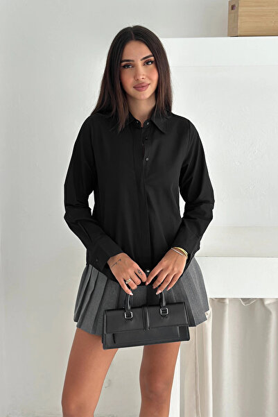 AsprinFashion Cămașă cu mânecă cu balon neagră