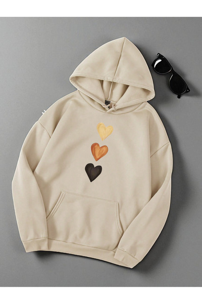 trendypassion سويت شيرت كبير الحجم مطبوع عليه قلب للجنسين