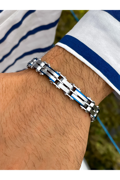 Naviforce orjinal Çift Taraflı Paslanmaz Çelik Erkek Bileklik gümüş-lacivert ...