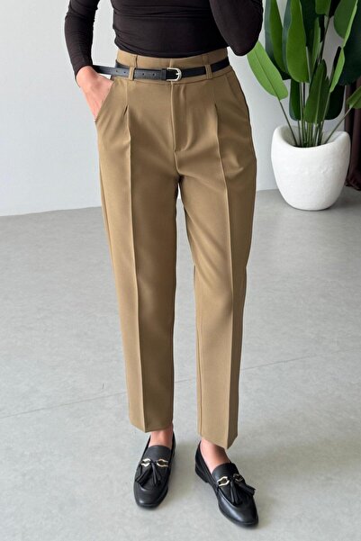 ECEMİ Kozy Haki Kemerli Havuç Pantolon