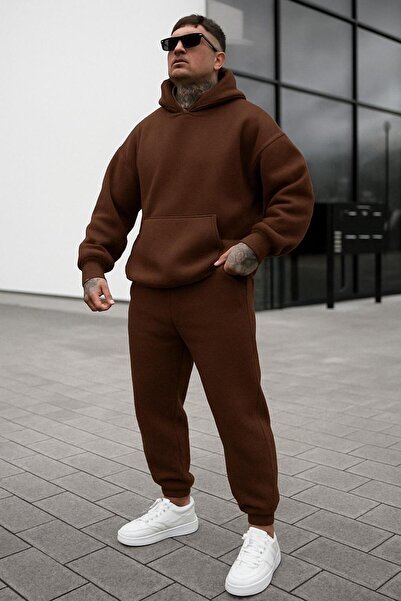 Revasser Unisex Erkek/Kadın Düz Özel Renkli Alt Üst Pamuklu Oversize Kapüşonl...