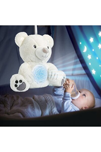OEM Ursuleț de pluș alb cu proiector, sunet și lumină