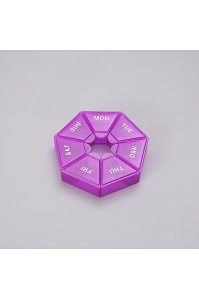 Stef's Cat Medicine divider box with days of the week, Plastic, 7 compartments, Purple