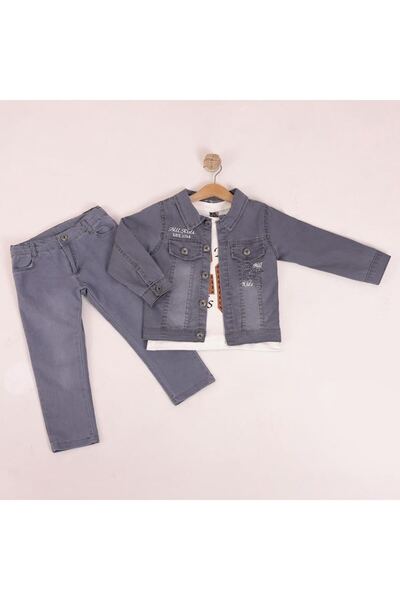 GİRL EMELY Boys' Jean Denim 3-Piece Set