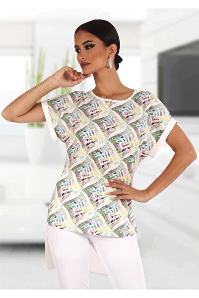 AD Fashion Bluza cu trena imprimata geometric 05B474i474 - 44 EU