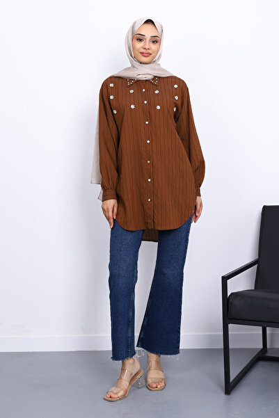 İmajButik Brown Stone Detailed Tunic