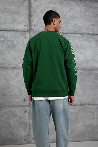 NOMARC Πράσινο φούτερ με στάμπα με ρίγες 98 Oversize