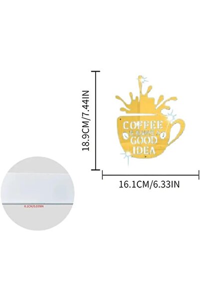 Slasa Golden Reflective Acrylic Wall Sticker by - 'Coffee is Always a Good Idea'