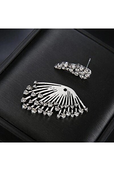 Pursehuit Silver Colour earrings, with wings, zirconia stones, Norea C19