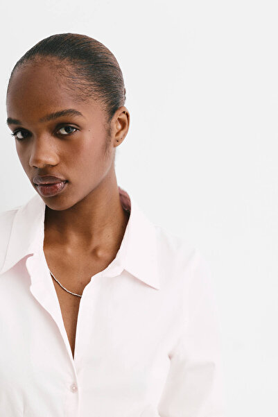 Pull & Bear Fitted poplin shirt with pleats