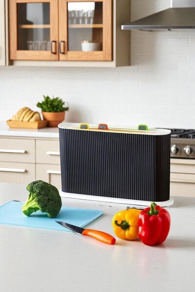 Buclee Multi-Functional Cutting Board Set with Stand Knife Plastic Hygienic Kitchen Chopping Board