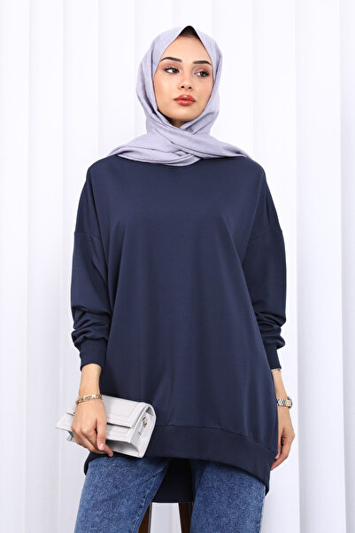 İmajButik Φούτερ Oversize σε ανθρακί χρώμα με κοντό μπροστινό μέρος και μακρύ πίσω μέρος