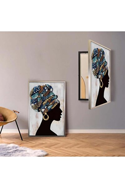 Marktna Modern design canvas panel to cover the electrical panel with a hollow gold frame