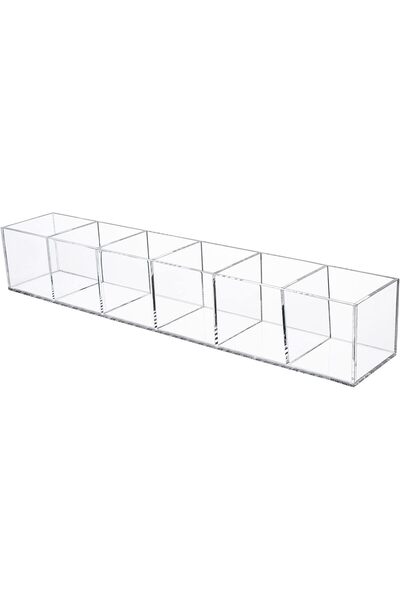 Slasa Transparent Acrylic Drawer Organizer with 6 Sections and Lid from