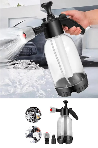 MeyZone Yeni Basınçlı Çok Fonksiyonlu Manuel El Pompası, Köpük Püskürtme, Sıvı Püskürtme 2 Lt Şeffaf