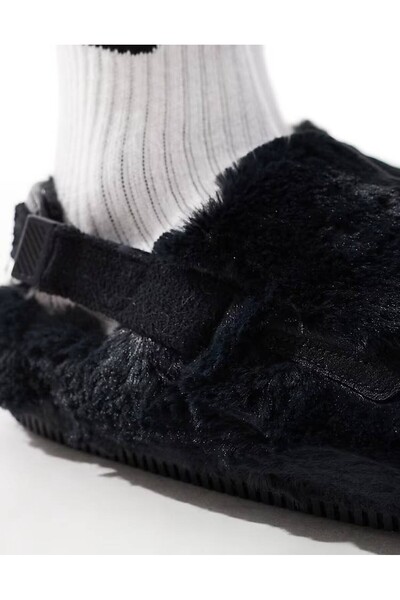Nike Calm Mule Se Women's Slides Women's Plush Soft Fur Casual Sandals Black