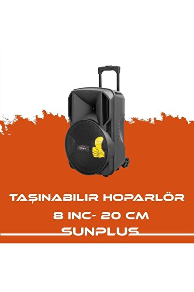 sunplus Hoparlör 8" 20CM Sd/mmc/usb/mp3/fm Bt'lu LCD Ekran Kumandalı Taşınabilir Hoparlör HT