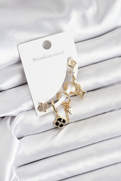 Bernami عرض خاص على طقم أقراط نسائية من النحاس بلون ذهبي!! !