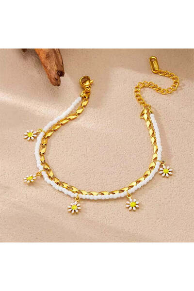 Pursehuit Brățară de gleznă, aurie, din oțel inoxidabil, suflată cu aur de 18...