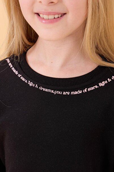 Perendi Εποχιακό φούτερ για κορίτσια με στάμπα με λαιμόκοψη μαύρο