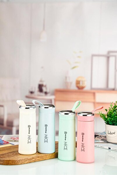 BOSSİO Water Bottle Multi-Purpose (Hiking-Running-Student-Food) 400ml Thermos Special Design Inside Non-Glass Silicone