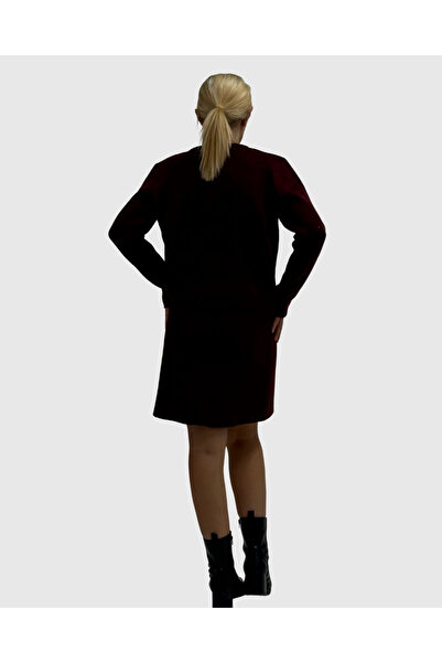 haha Burgundy Jacket Blouse for Women - Skirt Set