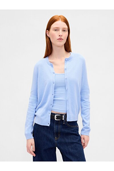GAP Kadın Bebe Mavisi CashSoft Crop Hırka