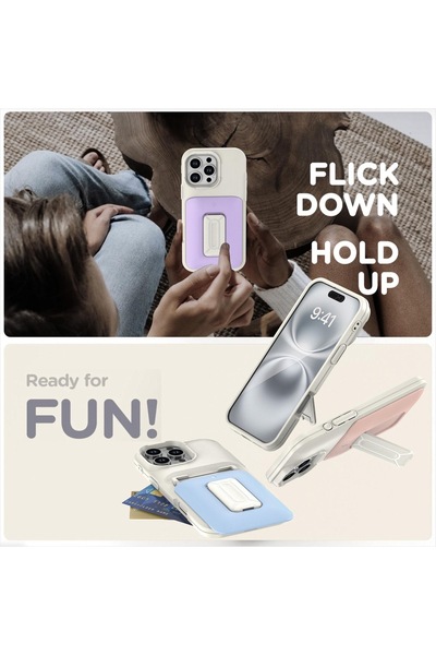 KILIF HOUSE iPhone 15 Pro Compatible Metal Card Holder Stand Tank Case