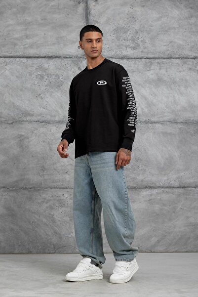 NOMARC Μπλουζάκι Oversize με λεπτομέρεια κειμένου στο μαύρο μανίκι