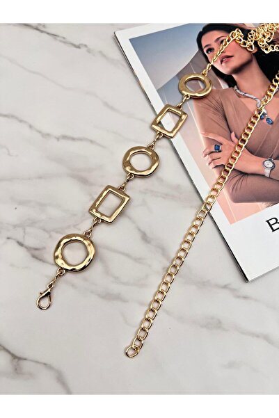 EMR Official Curea de damă cu detalii aurii/pătrate rotunde, curea pentru jachetă, curea pentru talie, curea pentru pantaloni