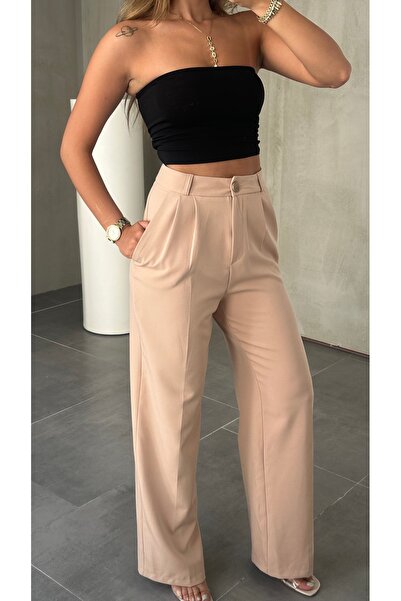 Lila Moda Γυναικείο παντελόνι Palazzo με ψηλόμεσο κομψό και καθημερινό συνδυασμό με φαρδιά πόδια