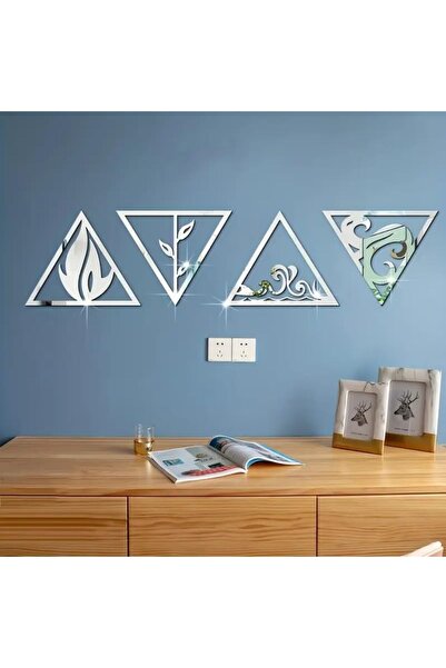 Slasa Acrylic Mirror Wall Stickers with Four Elements by - Triangle Design 11.8 × 14.4 Inches Featu