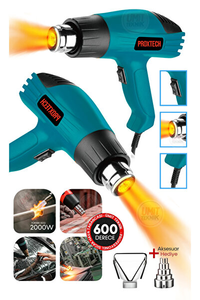 Germany Technology 2000W Turbo Bakır Sargılı 2 Kademeli Isı Ayarlı Sıcak Hava Üfleme Tabancası