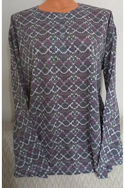 Anne Er Clothing Paper Print Combed Cotton Blouse 3 Buttons Long Sleeve Patterned