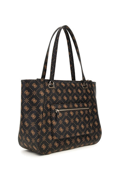 Guess Kadın Monogram Desenli Çok Bölmeli Tote Çanta - Kahverengi