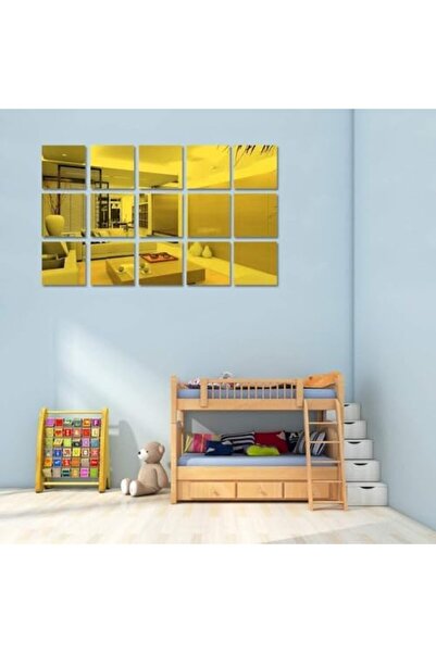 Slasa Square Acrylic Mirror Stickers Gold 15×15 cm from - Pack of 15 Self-Adhesive Pieces Non-Glass