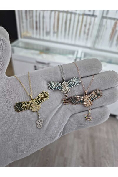 Papatya Silver 925 Ayar 3'lü yılan figürlü baykuş kolye set.Tabiat kolye.rose.gold.rodaj