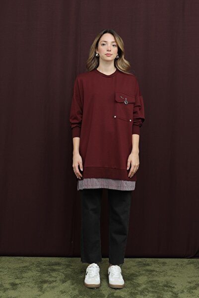 Puane Women's Tunic with Needle Detail Accessories-10720Tun - Burgundy