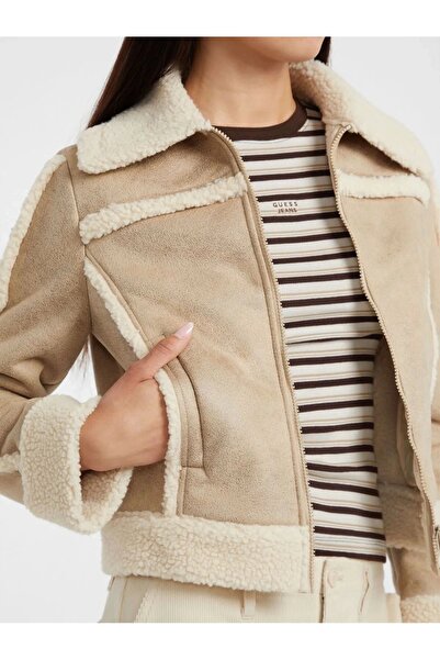 Guess Jeans Women Beige Jacket W5Bl13W1862-A117