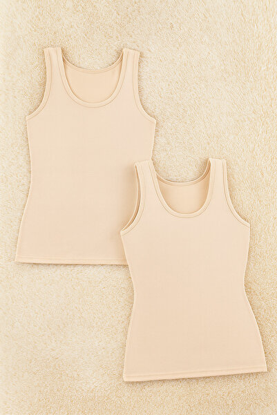 QKK Women's Bamboo Lycra Thick Strap 2-Piece Undershirt Q6K6K1T2Ka