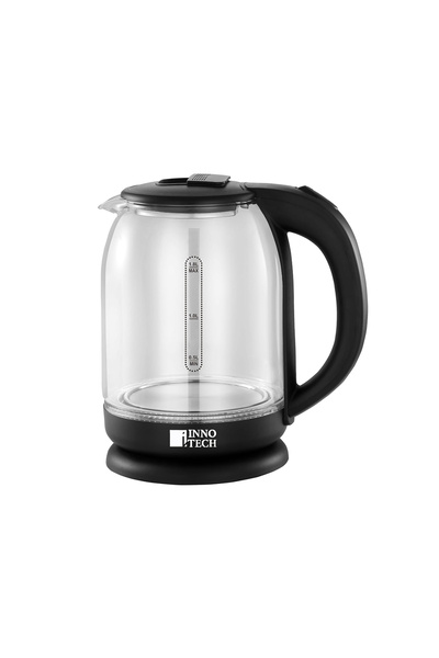 INNOTECH Glass Electric Kettle 1.8L, 1800W, Manual Lid Opening, 360°Stainless Steel Base, Boil Dry Protection