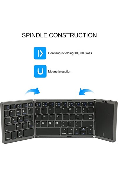 KASINDA Mini Foldable Keyboard With Touchpad Compatible with Bluetooth 3.0 Wireless English&Arabic