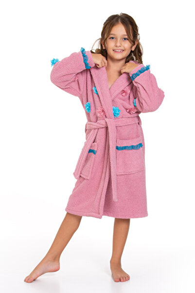Wild Love 100% Bamboo Girl's Hooded Floral Patterned Dressing Gown / Bathrobe