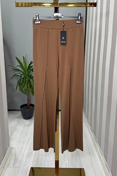 Sentez Πλεκτό παντελόνι από ατσάλι με τριγωνική λεπτομέρεια στο πόδι Camel 5548