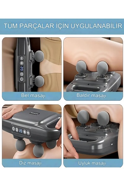 Gürültüsüz 4 Başlıklı Masaj Tabancası Ergonomik Derin Doku Sırt Ve Boyun Masaj Tabancası