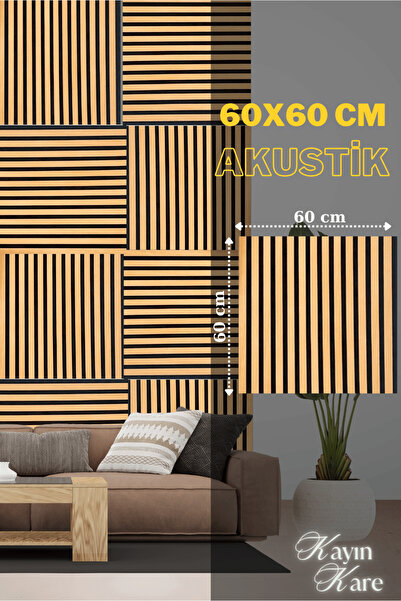 DECOALA MDF Ahşap Akustik Duvar Paneli 60x60 cm