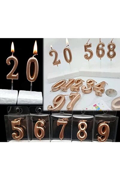 Flippy Cake Candle, Flippy, Number 4 Model, Party, 4.5 x 2.5 cm, Paraffin, Rose Gold