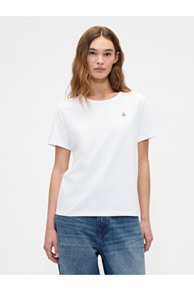 GAP Kadın Beyaz Organik Pamuk VintageSoft Brannan Bear T-Shirt