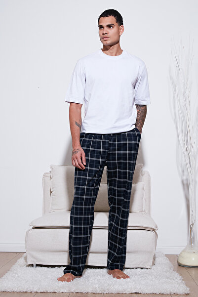 Buratti Бавовняні штани з прямим кроєм, нормальною талією, прямими штанинами та кишенями Чоловічі піжамні штани 6574003